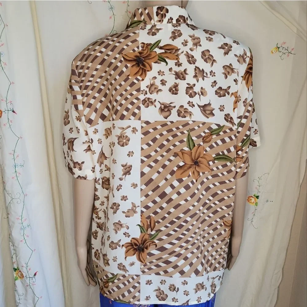 Voir collection multi pattern polyester button down shirt. - Picture 8 of 12